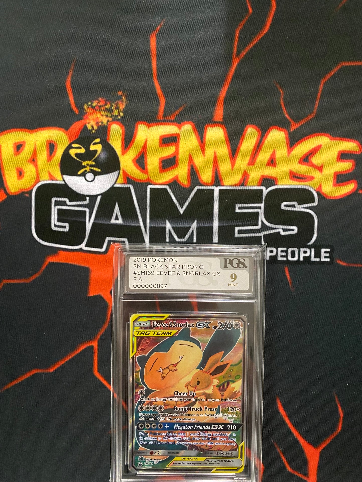 Pokemon Card Black Star Promo Eevee & Snorlax GX SM169 PGS MINT 9 Graded