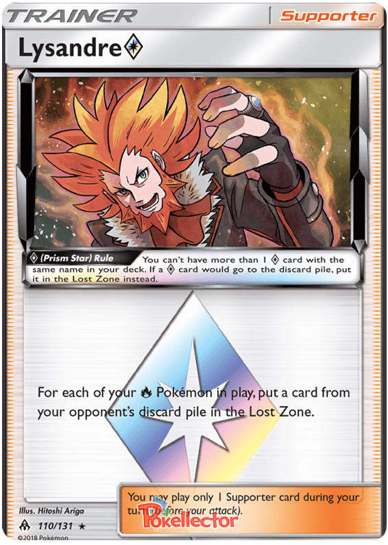 Pokemon Card Forbidden Light 110/131 Lysandre Prism Star Supporter Prism Rare *MINT*