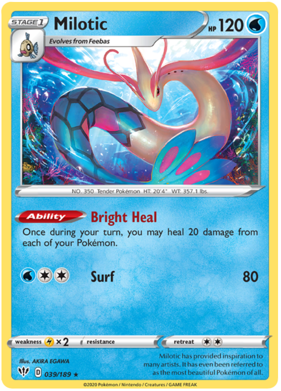 <transcy>Pokemon Card Darkness Ablaze 39/189 039/189 Milotic Holo Rare</transcy>