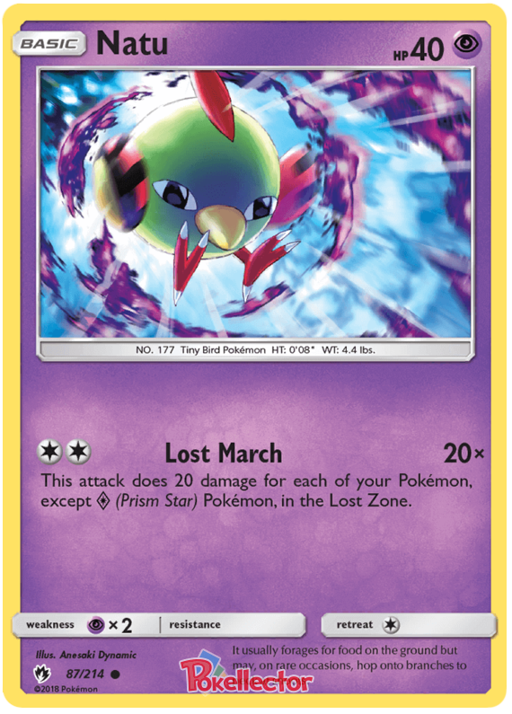 Pokemon Card Lost Thunder 87/214 087/214 Natu Common *MINT*