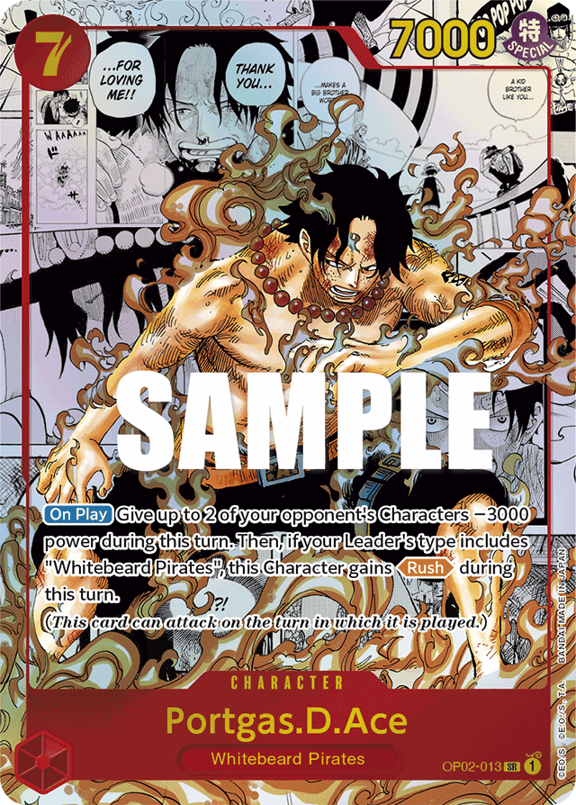 one piece cards manga rare One Piece Card Paramount War Portgas.D.Ace Manga Rare OP02-013 SR –  Brokenvase Games