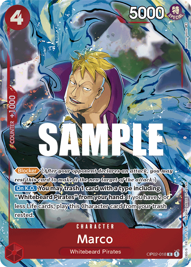 One Piece Card Paramount War Marco Alt Art OP02-018 R