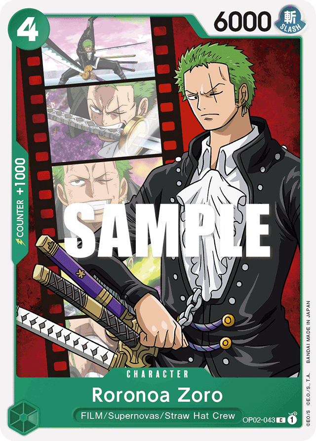 One Piece Card Paramount War Roronoa Zoro OP02-043 C