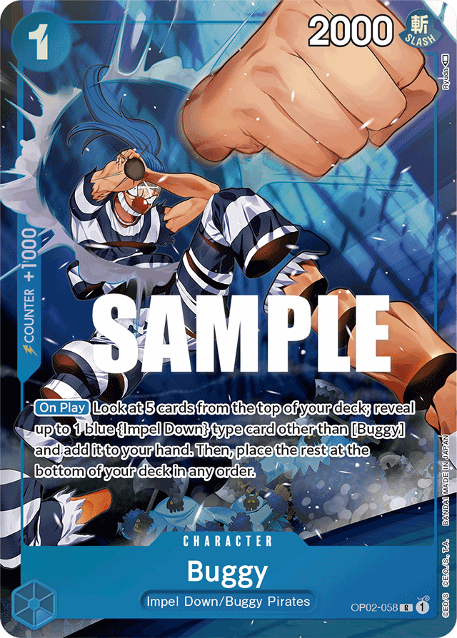 One Piece Card Paramount War Buggy Alt Art OP02-058 R
