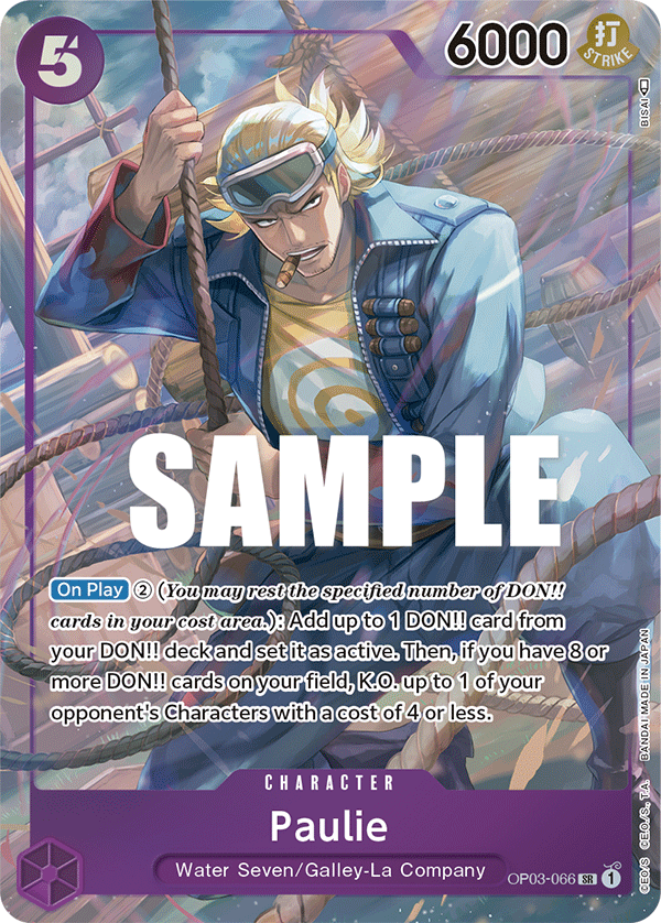 One Piece Card Pillars of Strength Paulie Alt Art OP03-066 SR