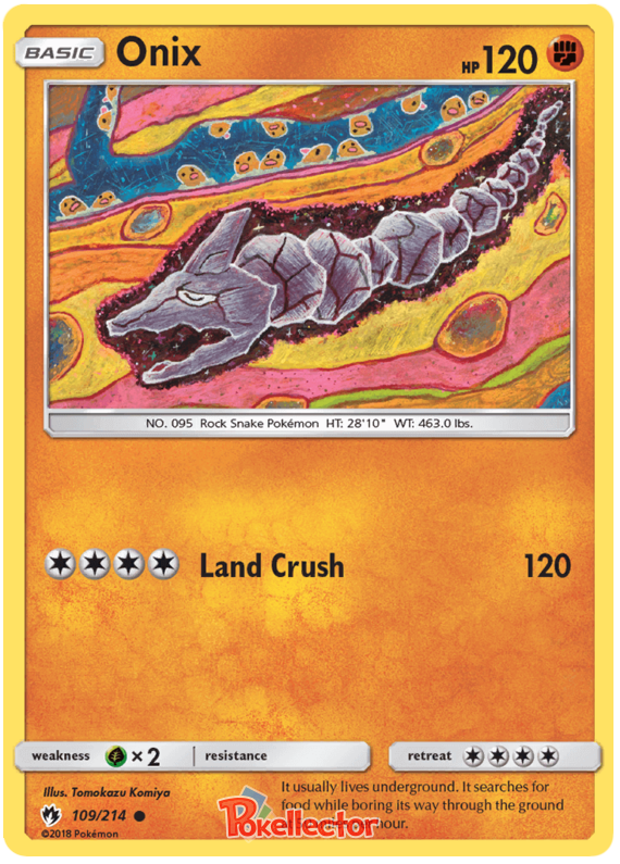 Pokemon Card Lost Thunder 109/214 Onix Common *MINT*
