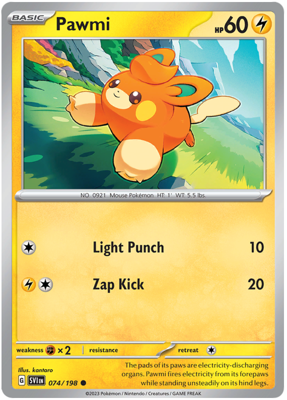 Pokemon Card Scarlet & Violet 074/198 74/198 Pawmi Common *MINT*