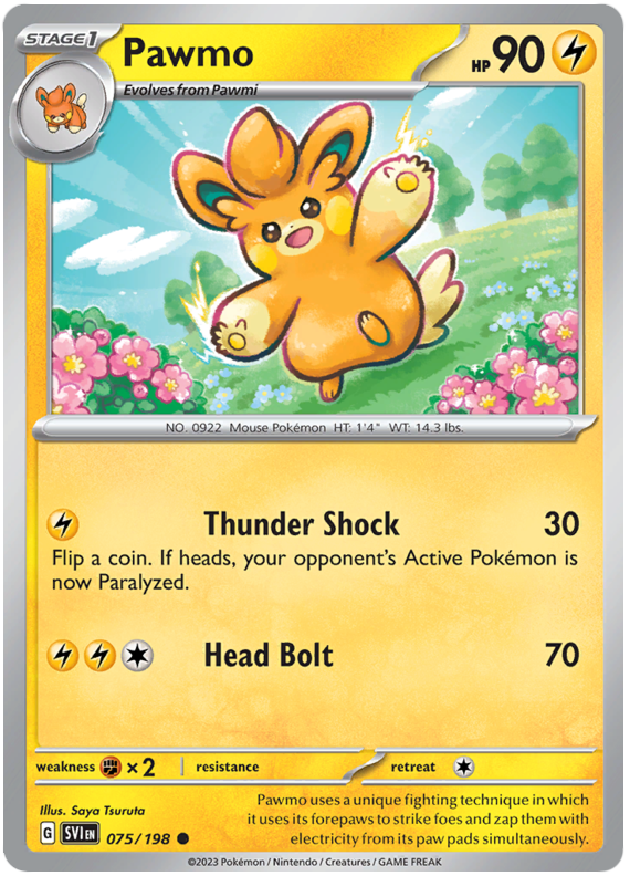 Pokemon Card Scarlet & Violet 075/198 75/198 Pawmo Common *MINT*