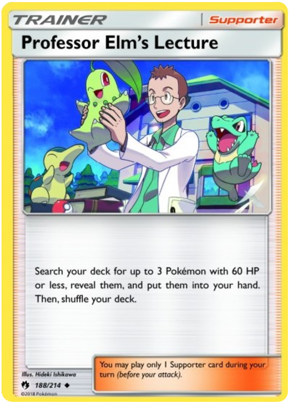 Pokemon Card Lost Thunder 188/214 Professor Elm's Lecture Supporter Uncommon *MINT*