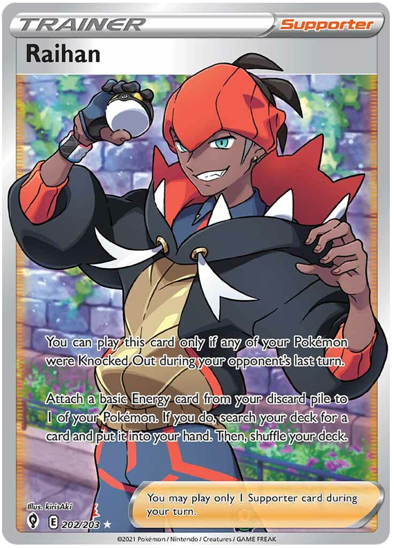 Pokemon Card Evolving Skyes 202/203 202/203 Raihan Supporter Full Art *M*