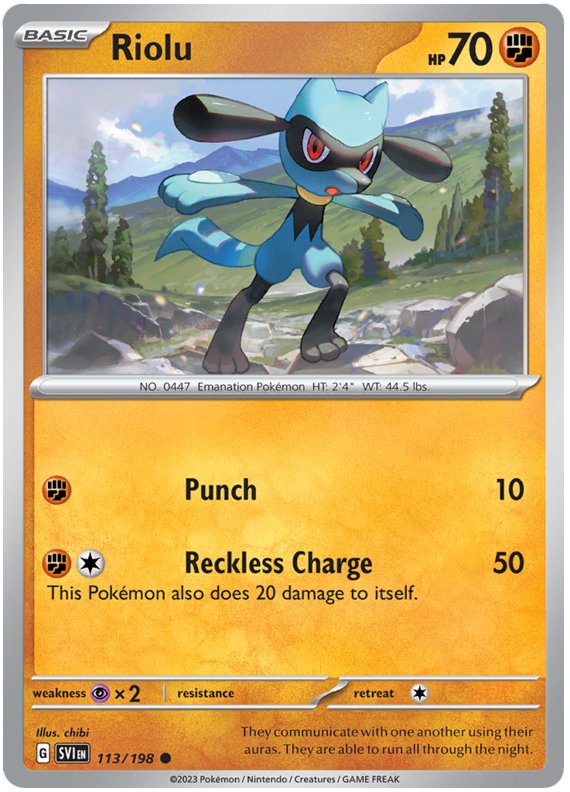 Pokemon Card Scarlet & Violet 113/198 Riolu Common *MINT*