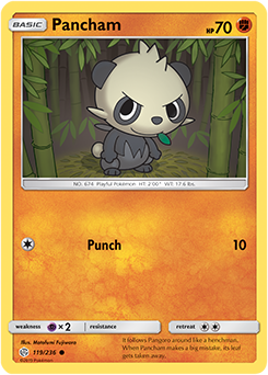 Pokemon Card Cosmic Eclipse 119/236 Pancham Common
