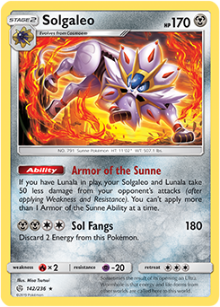 Pokemon Card Cosmic Eclipse 142/236 Solgaleo Holo Rare
