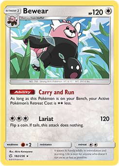 Pokemon Card Cosmic Eclipse 182/236 Bewear Rare