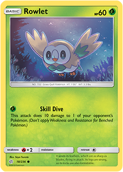Pokemon Card Cosmic Eclipse 018/236 18/236 Rowlet Common