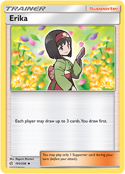Pokemon Card Cosmic Eclipse 191/236 Erika Supporter Uncommon