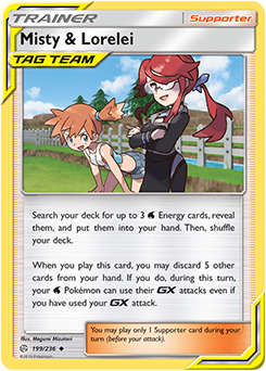 Pokemon Card Cosmic Eclipse 199/236 Misty & Lorelei Supporter Uncommon