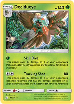 Pokemon Card Cosmic Eclipse 020/236 20/236 Decidueye Holo Rare