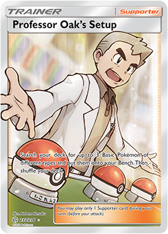 Pokemon Card Cosmic Eclipse 233/236 Professor Oak's Setup Supporter Full Art