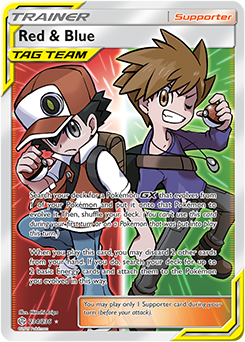 Pokemon Card Cosmic Eclipse 234/236 Red & Blue Supporter Full Art