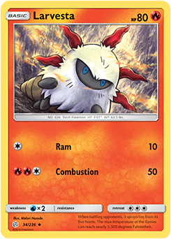 Pokemon Card Cosmic Eclipse 034/236 34/236 Larvesta Uncommon