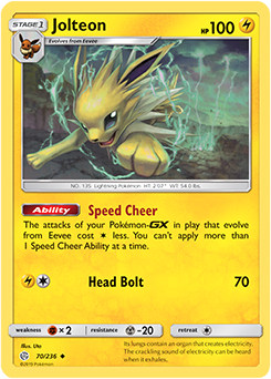 Pokemon Card Cosmic Eclipse 070/236 70/236 Jolteon Uncommon