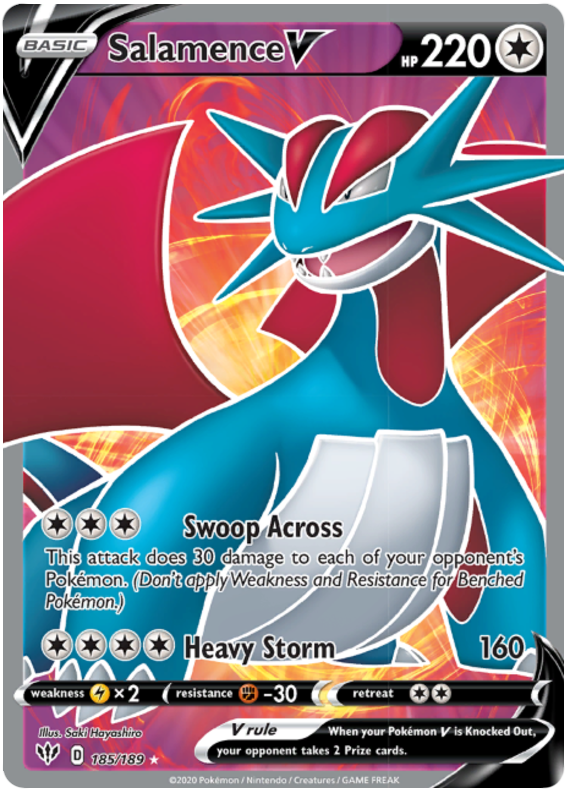 Pokemon Card Darkness Ablaze 185/189 185/189 Salamence V Full Art *M*
