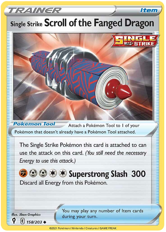 Pokemon Card Evolving Skies 158/203 158/203 Single Strike Scroll of the Fanged Dragon Item Uncommon