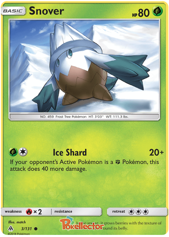 Pokemon Card Forbidden Light 3/131 003/131 Snover Common *MINT*