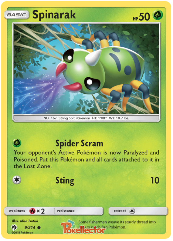 Pokemon Card Lost Thunder 9/214 009/214 Spinarak Common *MINT*