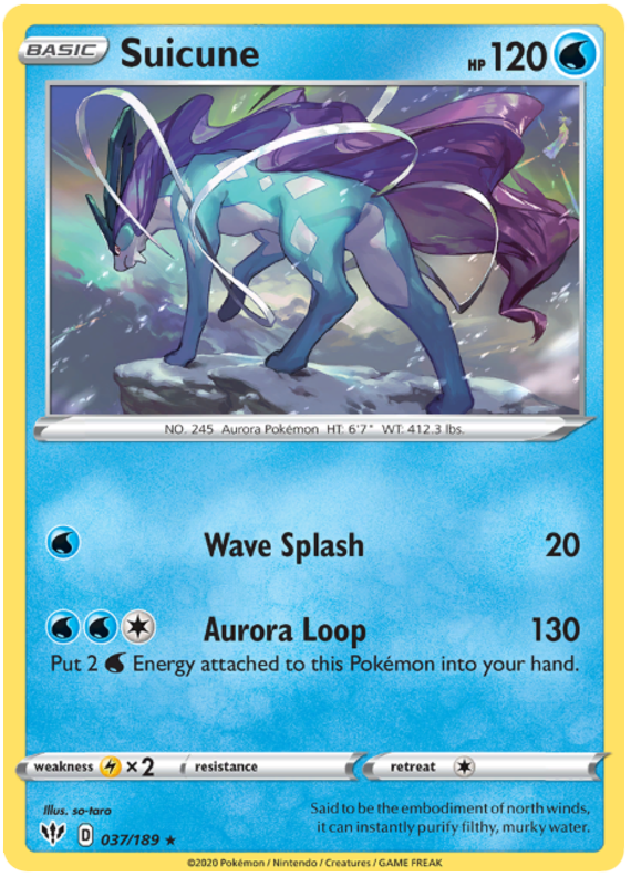 <transcy>Pokemon Card Darkness Ablaze 37/189 037/189 Suicune Holo Rare</transcy>