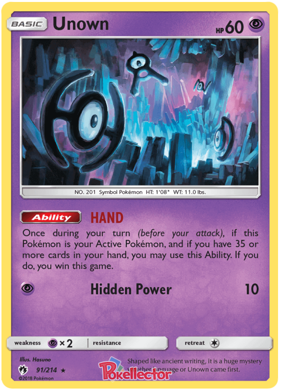Pokemon Card Lost Thunder 91/214 091/214 Unown Rare *MINT*