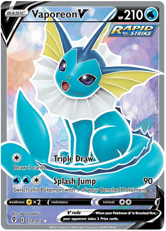 Pokemon Card Evolving Skies 172/203 172/203 Vaporeon V Full Art *M*