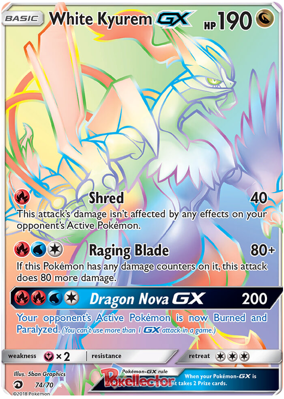 Pokemon Card Dragon Majesty 74/070 074/070 White Kyurem GX Secret Rare