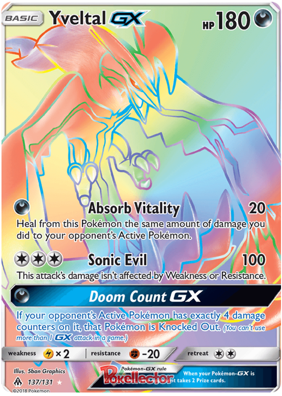 Pokemon Card Forbidden Light 137/131 Yveltal GX Hyper Rare *MINT*