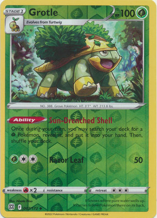 Pokemon Card Brilliant Stars 007/172 7/172 Grotle Reverse Holo Uncommon