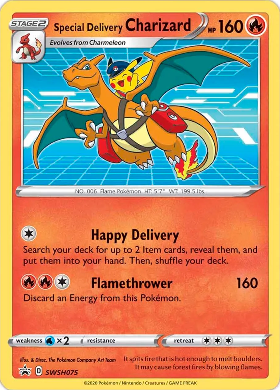 Pokemon Card SEALED SWSH Black Star Promos SWSH075 Special Delivery Charizard