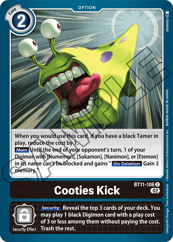 Digimon Card Dimensional Phase Cooties Kick BT11-106 C
