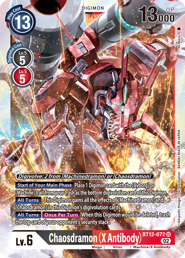 Digimon Card Across Time Chaosdramon (X Antibody) BT12-072 SR