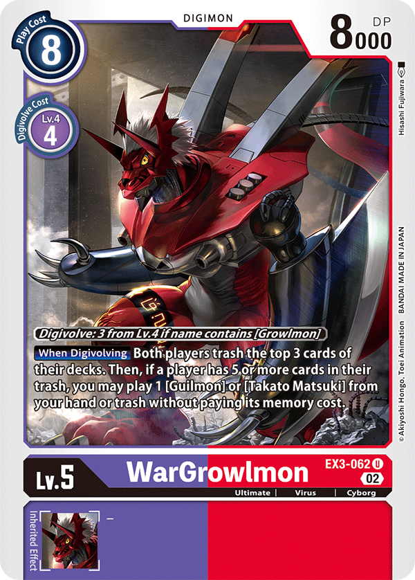 Digimon Card Draconic Roar WarGrowlmon EX3-062 U
