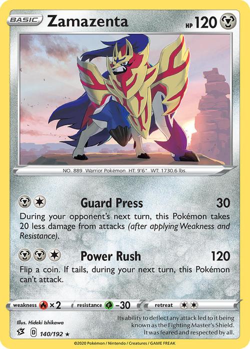 <transcy>140/192 Zamazenta Rebel Clash (RCL) Selten</transcy>