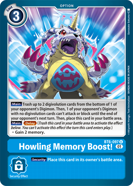 Digimon Card Double Diamond Howling Memory Boost! BT6-097 U