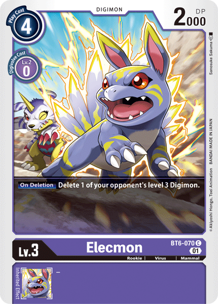 Digimon Card Double Diamond Elecmon BT6-070 C