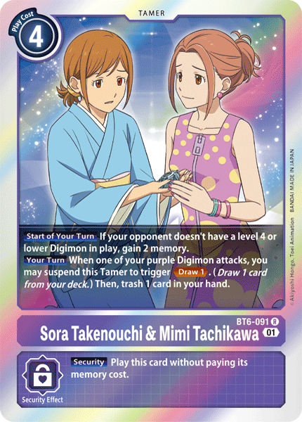 Digimon Card Double Diamond Sora Takenouchi & Mimi Tachikawa BT6-091 R