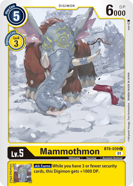 Digimon Card Double Diamond Mammothmon BT6-039 C