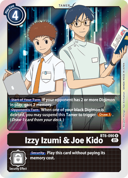 بطاقة Digimon Double Diamond Izzy Izumi & Joe Kido BT6-090 R