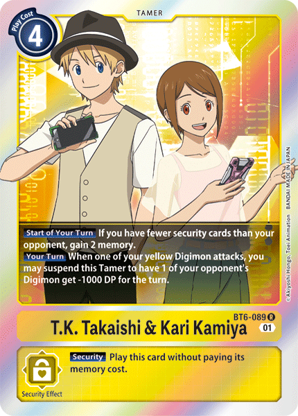 Digimon Card 双钻 T.K. Takaishi & Kari Kamiya BT6-089 R