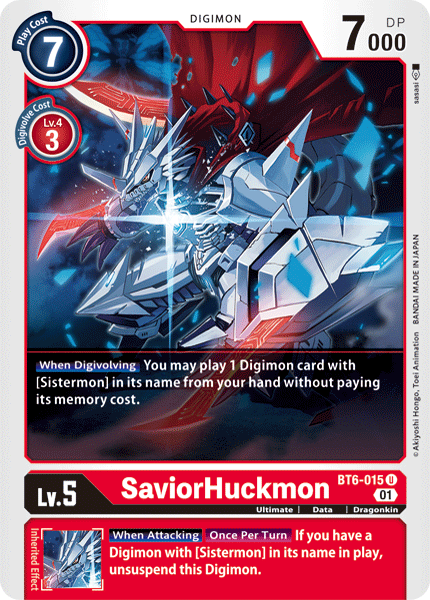 Digimon Card Double Diamond SaviorHuckmon BT6-015 U