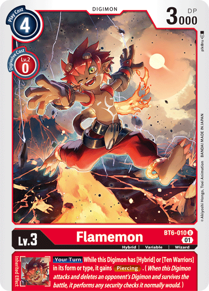 Digimon Card Double Diamond Flamemon BT6-010 U