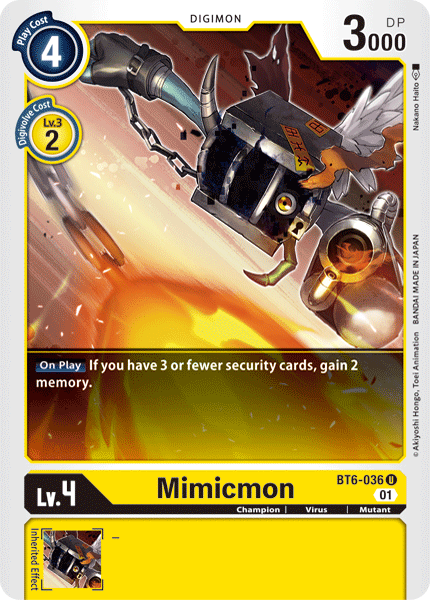 Digimon Card Double Diamond Mimicmon BT6-036 U
